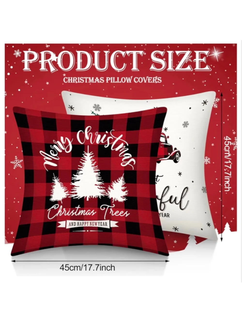 NEW 12 Pcs Christmas Pillow Covers Red & Black Buffalo Plaid 18 x 18''
